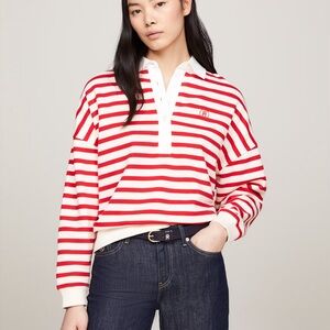 Tommy Hilfiger Relaxed Fit Breton Stripe Rugby Polo